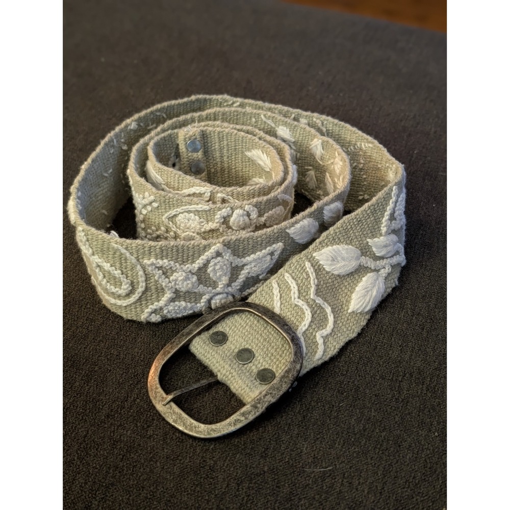 Peruvian Floral Embroidered Belt Lg Wool Cotton Boho Cottagecore Folk Art Woven